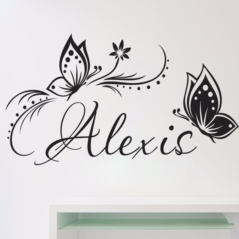 Baby Girl Nursery Quotes - Personalized Name & Butterflies Wall Vinyl