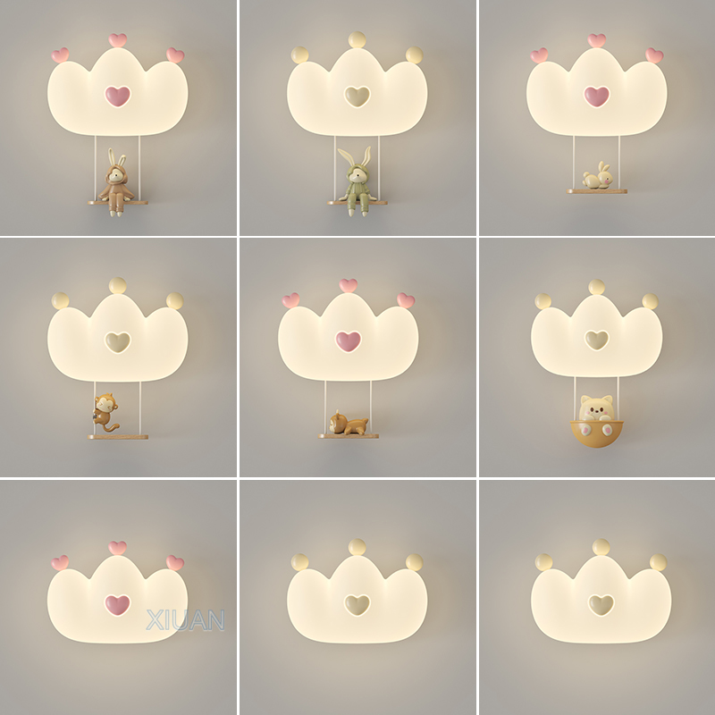 Baby Nursery Wall Lights - Romantic Pink Crown Wall Lamps for