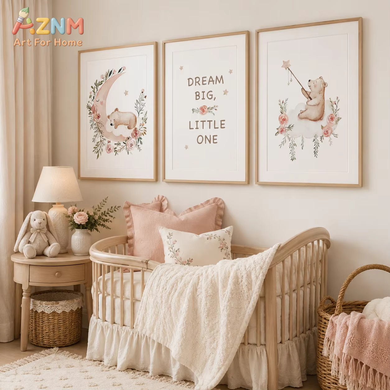 Baby Girl Nursery Quotes - AZNM Nursery Flower Wall Art, Cute