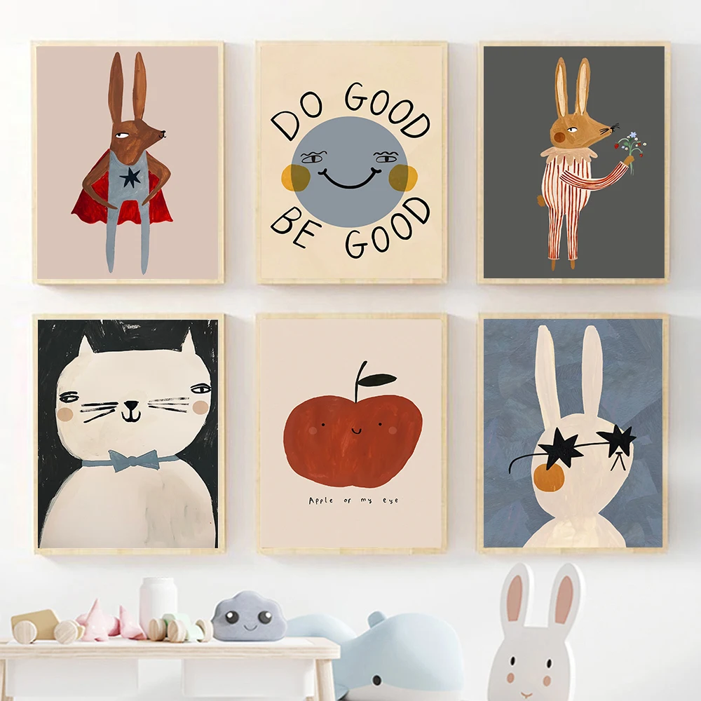 Baby Nursery Frames - (No frame)Funny Cartoon Rabbit Bear Animal