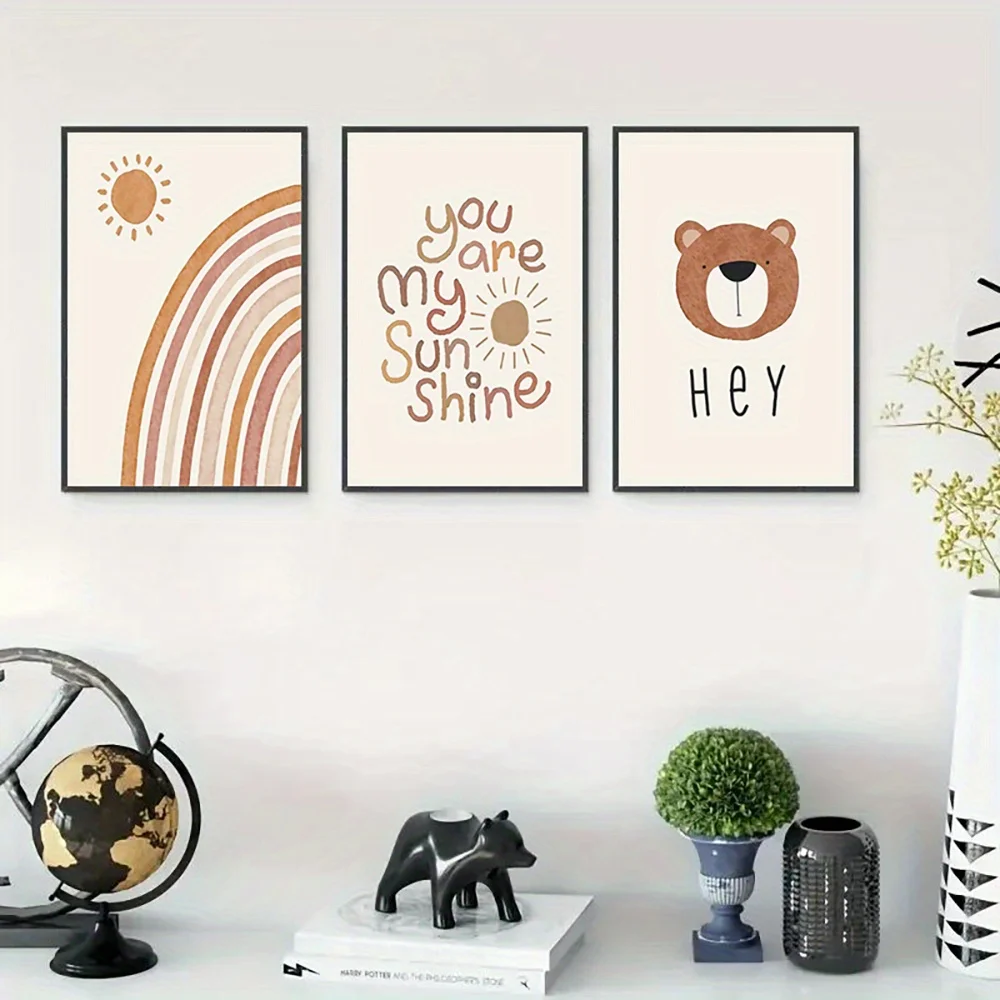 Baby Nursery Frames - (No frame)3pcs Canvas Art Set, Abstract