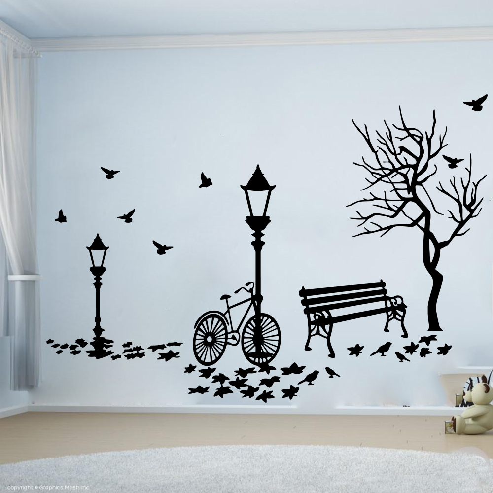 Modern Autumn Landscape Bike T - Baby Nursery Wall Lights 评论和价格