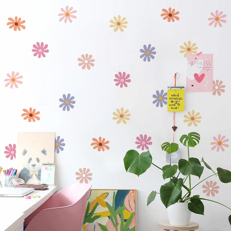 Daisy Floral Wall Stickers Chi - Baby Nursery Peel And Stick Wallpaper 评论和价格