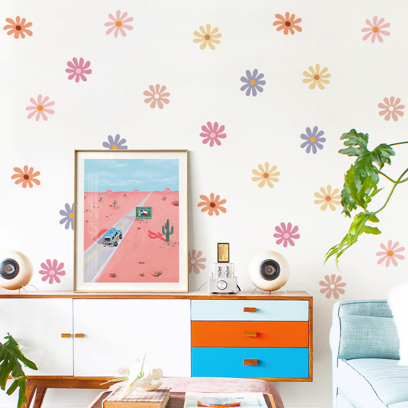 Daisy Floral Wall Stickers Chi - Baby Nursery Peel And Stick Wallpaper 评论和价格