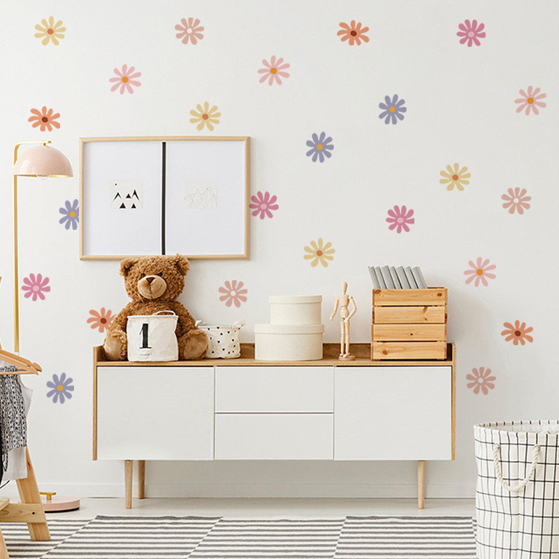 Daisy Floral Wall Stickers Chi - Baby Nursery Peel And Stick Wallpaper 评论和价格