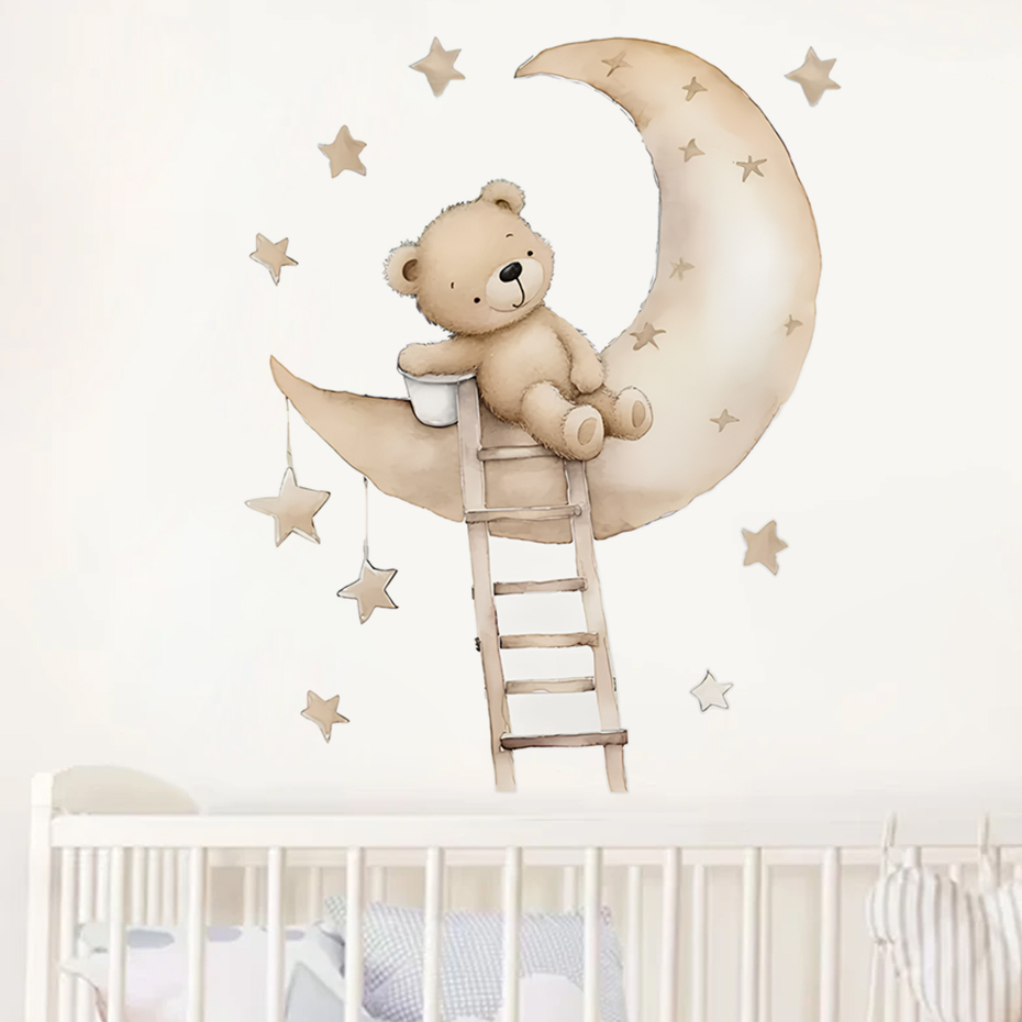 Cute Bear Star Cloud Wall Stic - Baby Nursery Decor Girl 评论和价格