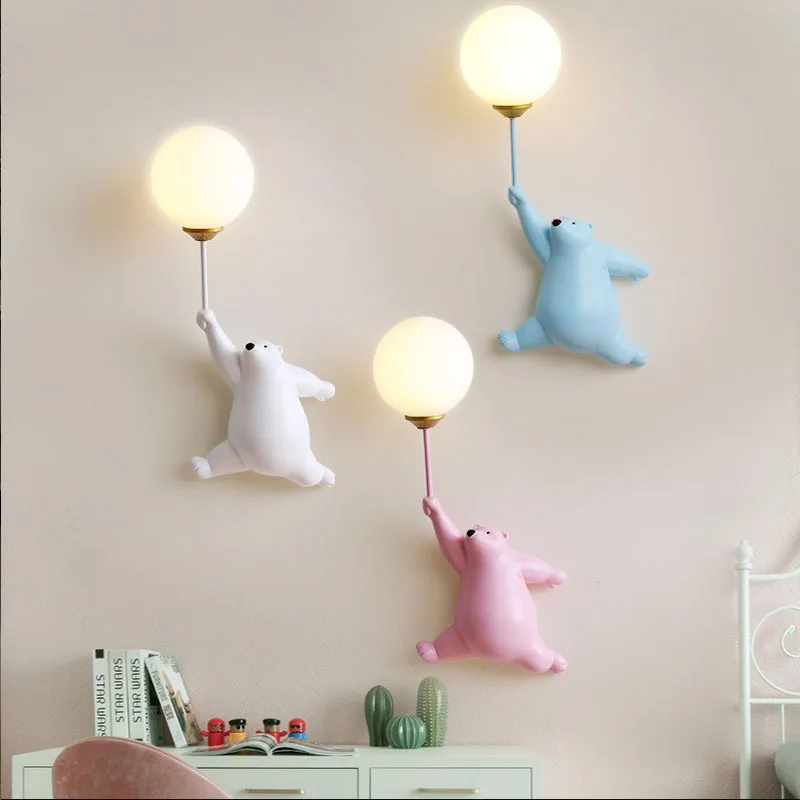 Cartoon Polar Bear LED Sconce  - Baby Nursery Wall Lights 评论和价格