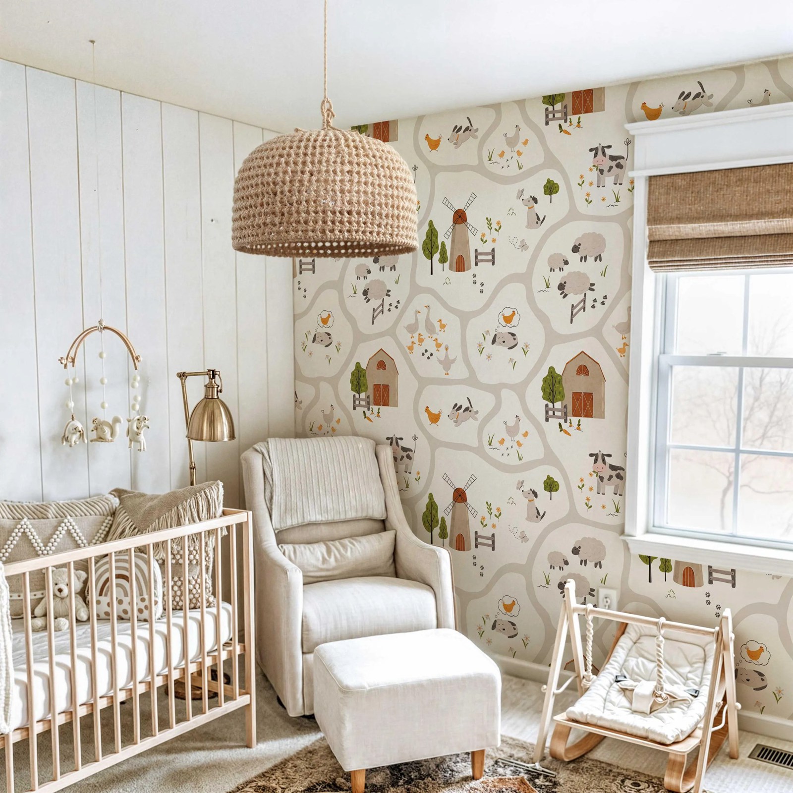 Cute Farm Animals Kids Wallpap - Baby Nursery Peel And Stick Wallpaper 评论和价格