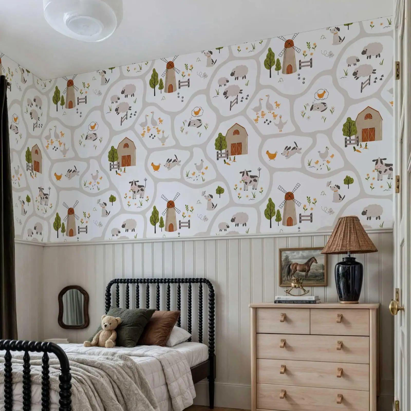 Cute Farm Animals Kids Wallpap - Baby Nursery Peel And Stick Wallpaper 评论和价格