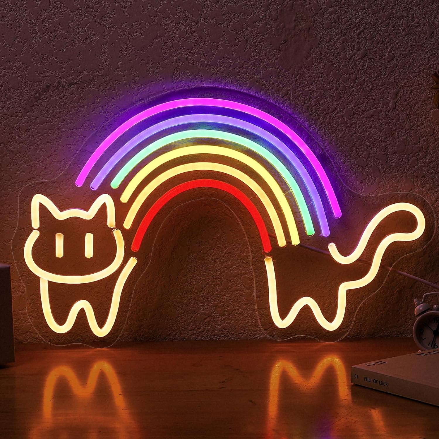 Rainbow Cat Neon Sign Cute Cat - Baby Nursery Wall Lights 评论和价格