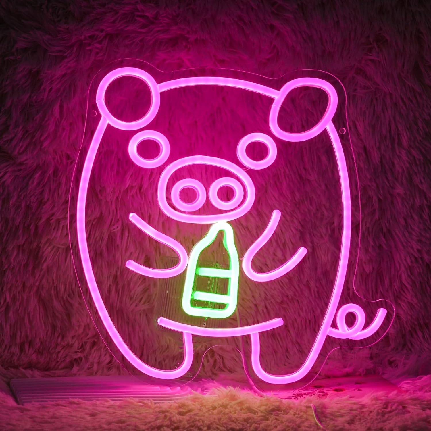 Baby Pig Milk Bottle Neon Sign - Baby Nursery Wall Lights 评论和价格