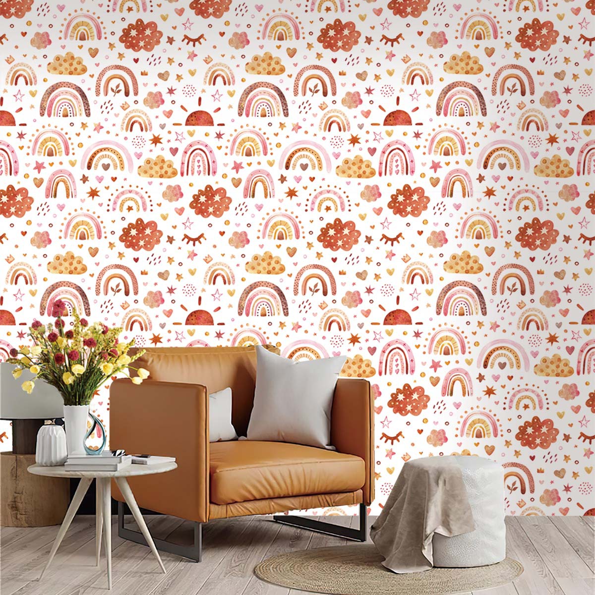 Rainbow Wallpaper Peel and Sti - Baby Nursery Peel And Stick Wallpaper 评论和价格