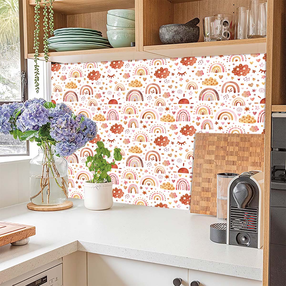 Rainbow Wallpaper Peel and Sti - Baby Nursery Peel And Stick Wallpaper 评论和价格