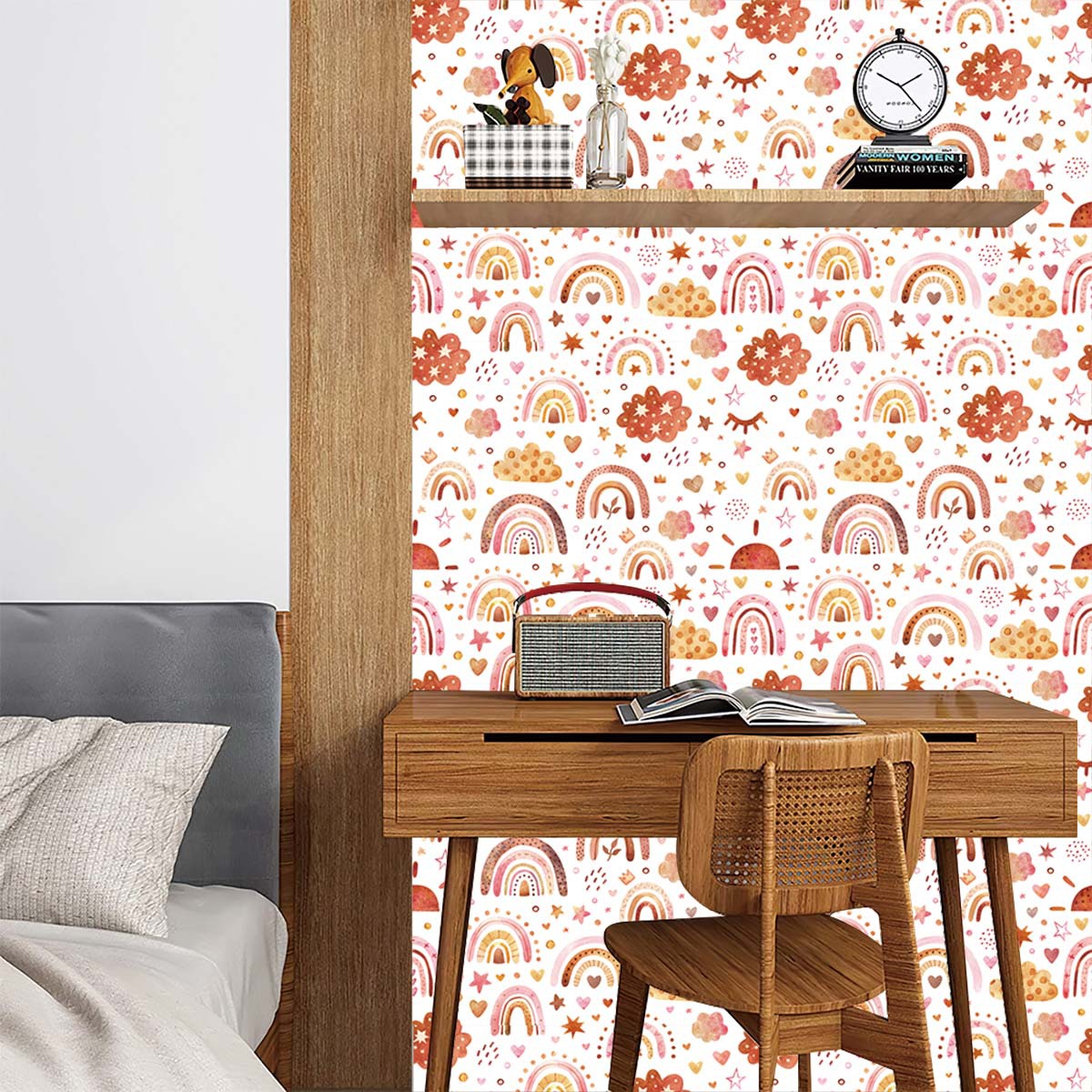 Rainbow Wallpaper Peel and Sti - Baby Nursery Peel And Stick Wallpaper 评论和价格