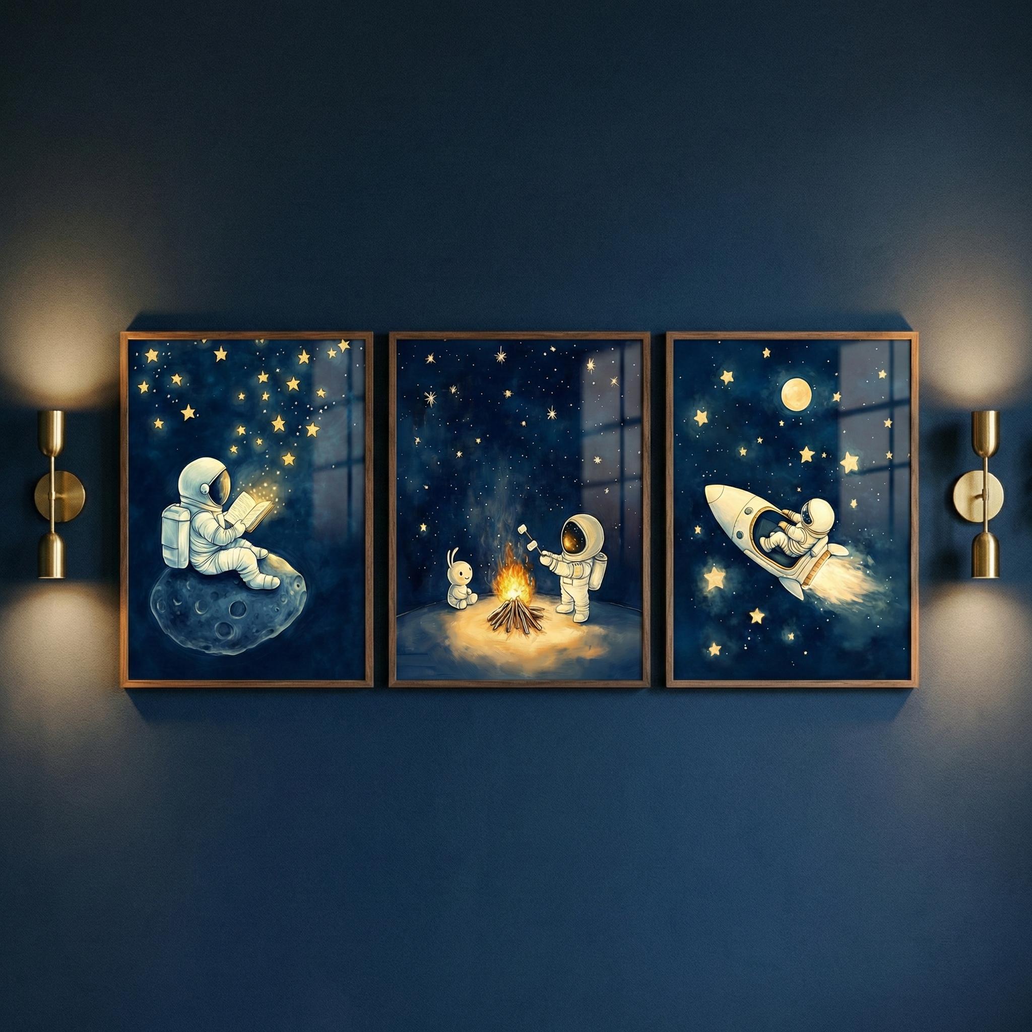 Astronaut Space Wall Art Set o - Baby Nursery Frames 评论和价格