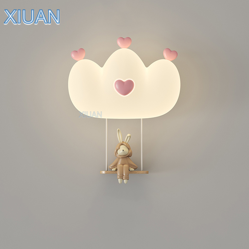 Romantic Pink Crown Wall Lamps - Baby Nursery Wall Lights 评论和价格