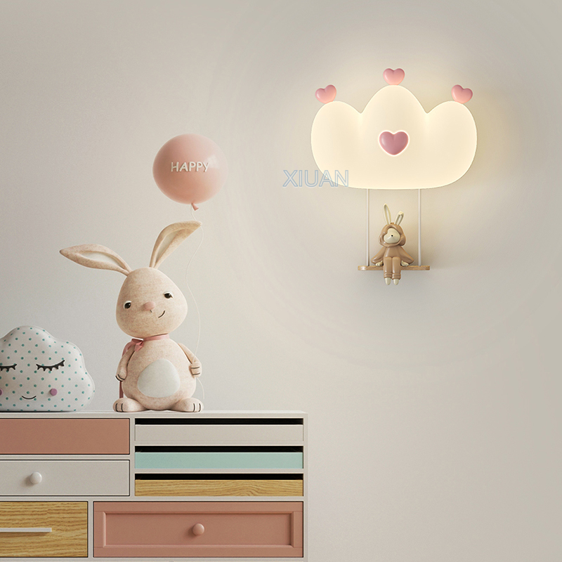 Romantic Pink Crown Wall Lamps - Baby Nursery Wall Lights 评论和价格