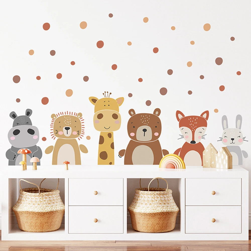 Boho Cute Giraffe Bear Animals - Baby Nursery Peel And Stick Wallpaper 评论和价格