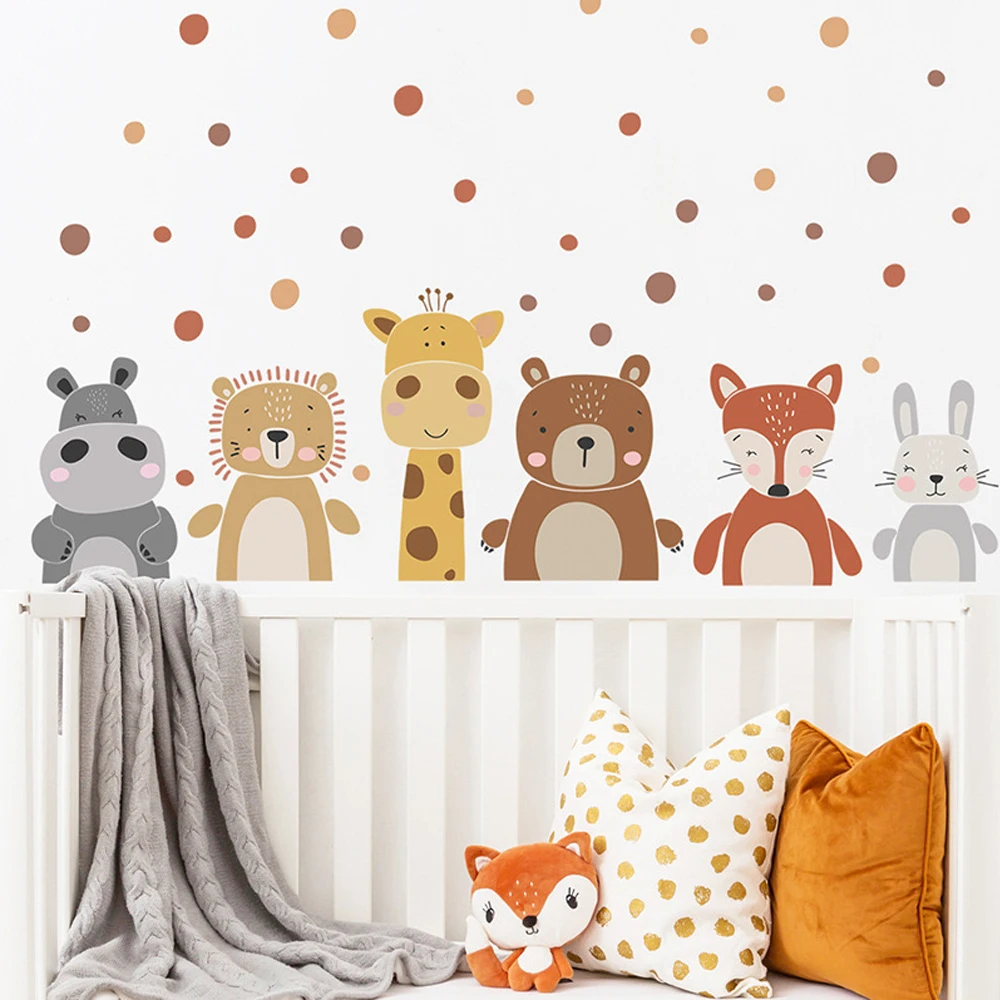 Boho Cute Giraffe Bear Animals - Baby Nursery Peel And Stick Wallpaper 评论和价格