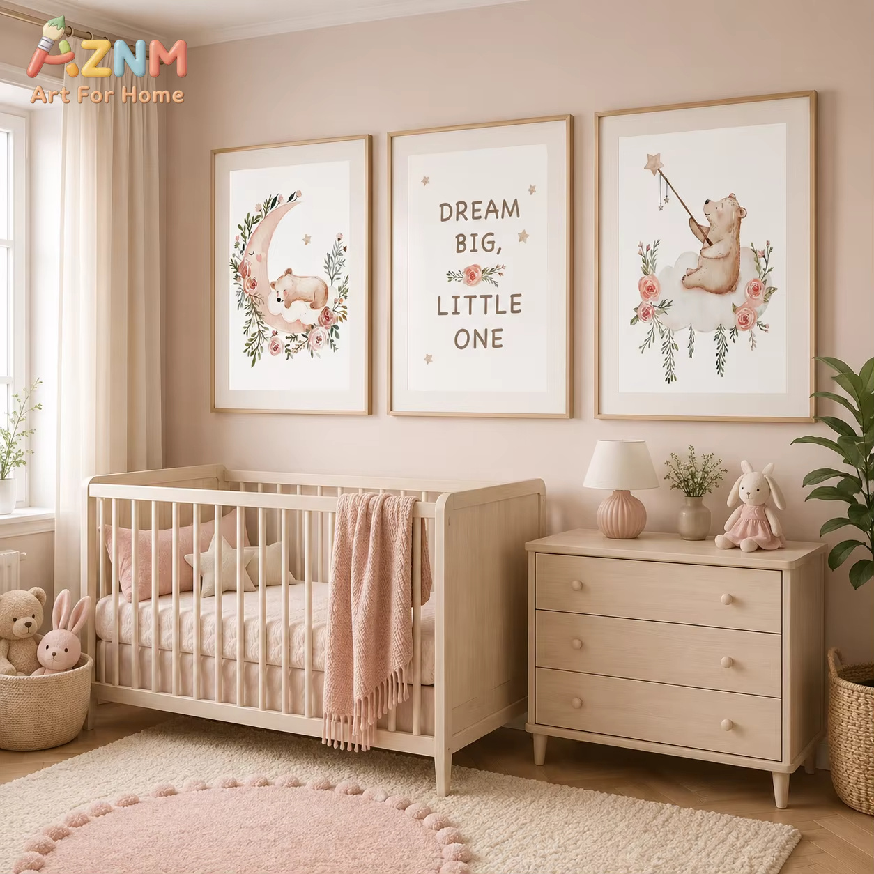 AZNM Nursery Flower Wall Art,  - Baby Girl Nursery Quotes 评论和价格