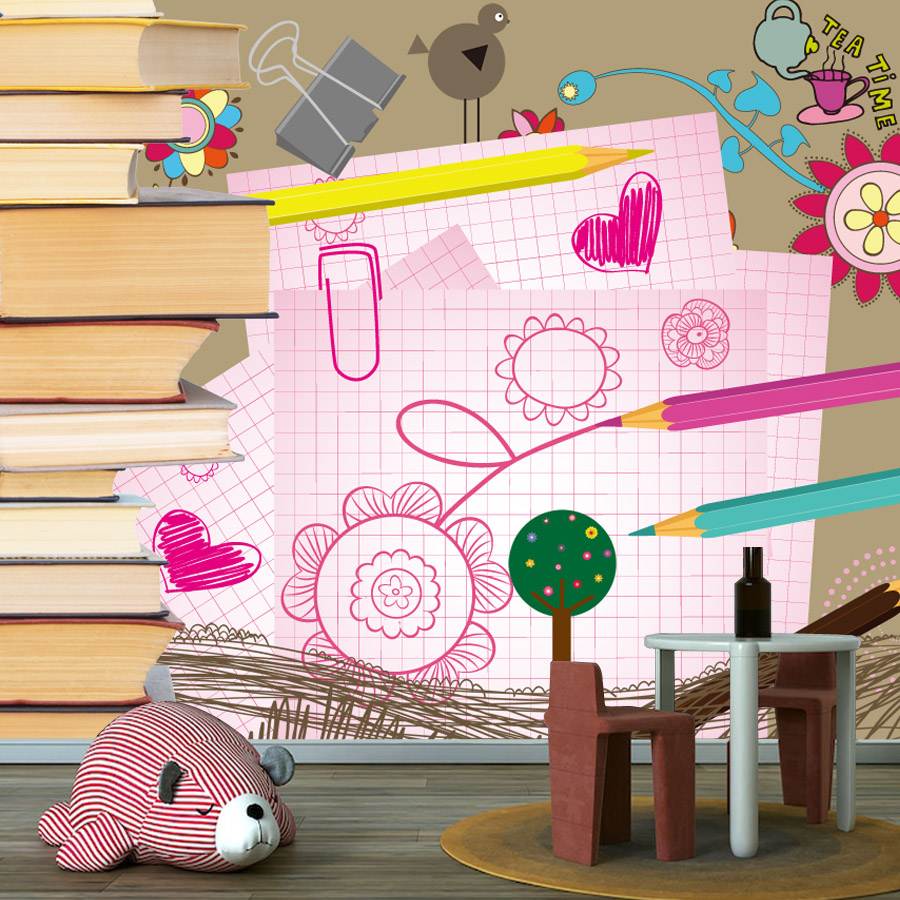 Cartoon Books Drawing Easy to  - Baby Nursery Peel And Stick Wallpaper 评论和价格