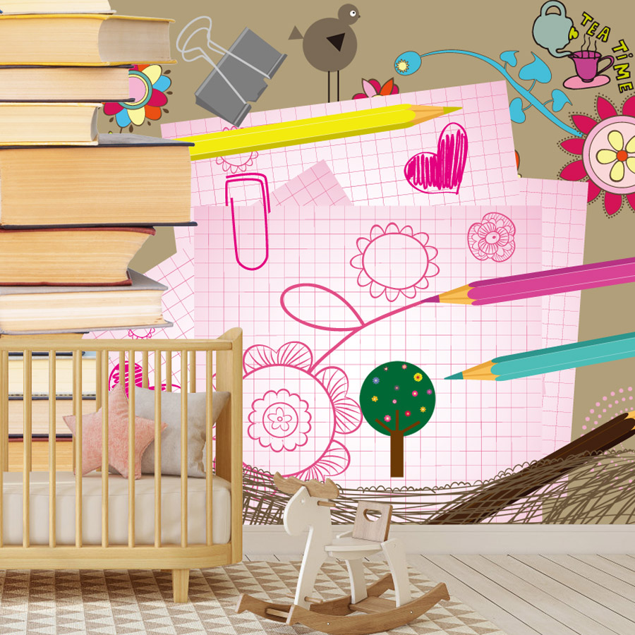 Cartoon Books Drawing Easy to  - Baby Nursery Peel And Stick Wallpaper 评论和价格
