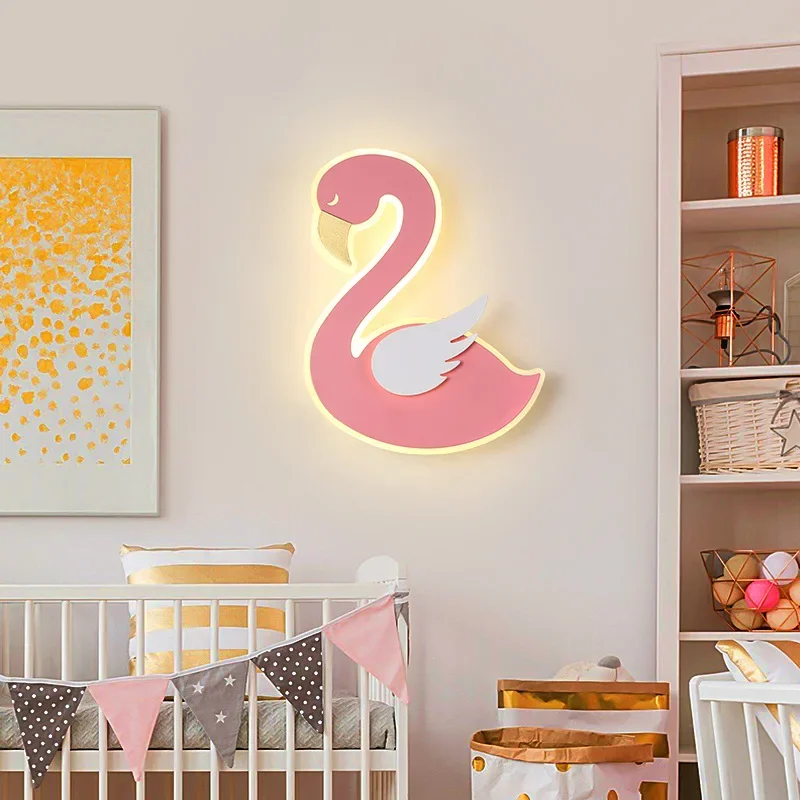Flamingo LED Wall Lamp, Nordic - Baby Nursery Light Fixture 评论和价格