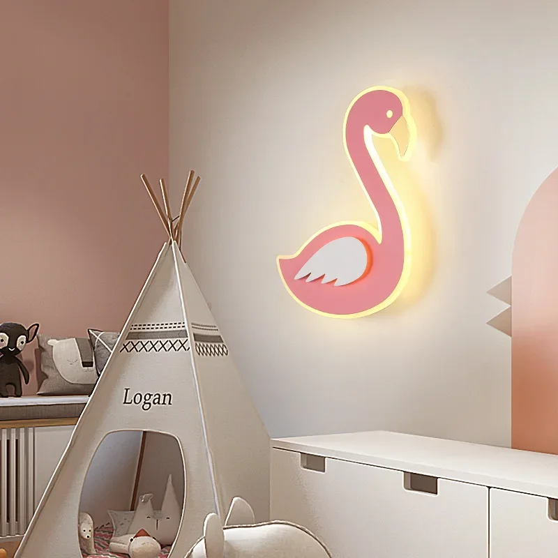Flamingo LED Wall Lamp, Nordic - Baby Nursery Light Fixture 评论和价格