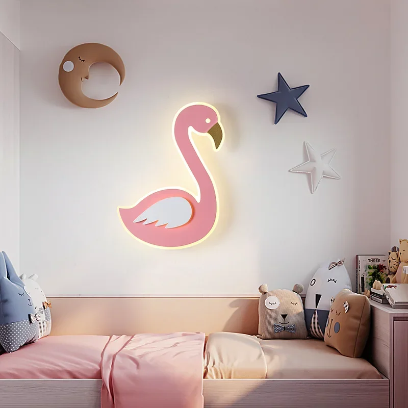 Flamingo LED Wall Lamp, Nordic - Baby Nursery Light Fixture 评论和价格