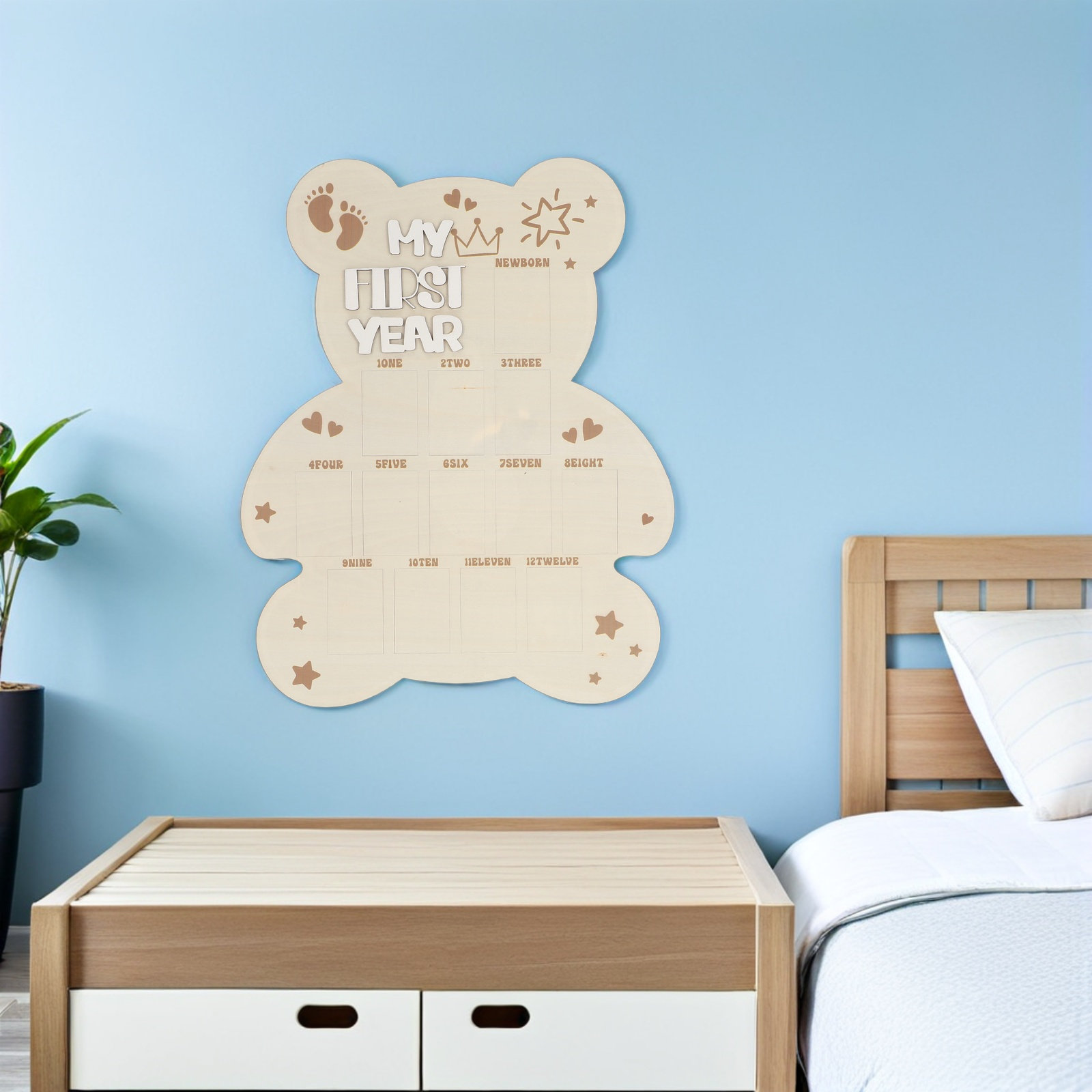Newborn Photo Board Wooden Bab - Baby Nursery Frames 评论和价格
