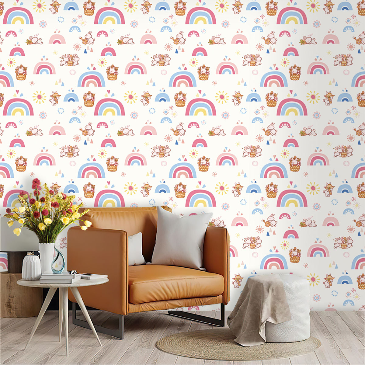 Boho Rainbow Kids Stick and Pe - Baby Nursery Peel And Stick Wallpaper 评论和价格