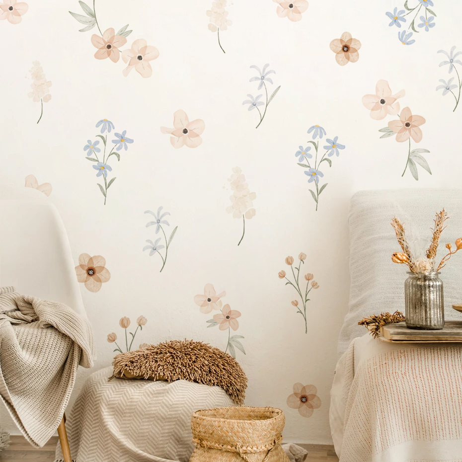 Watercolor Flowers Wall Sticke - Baby Girl Nursery Quotes 评论和价格