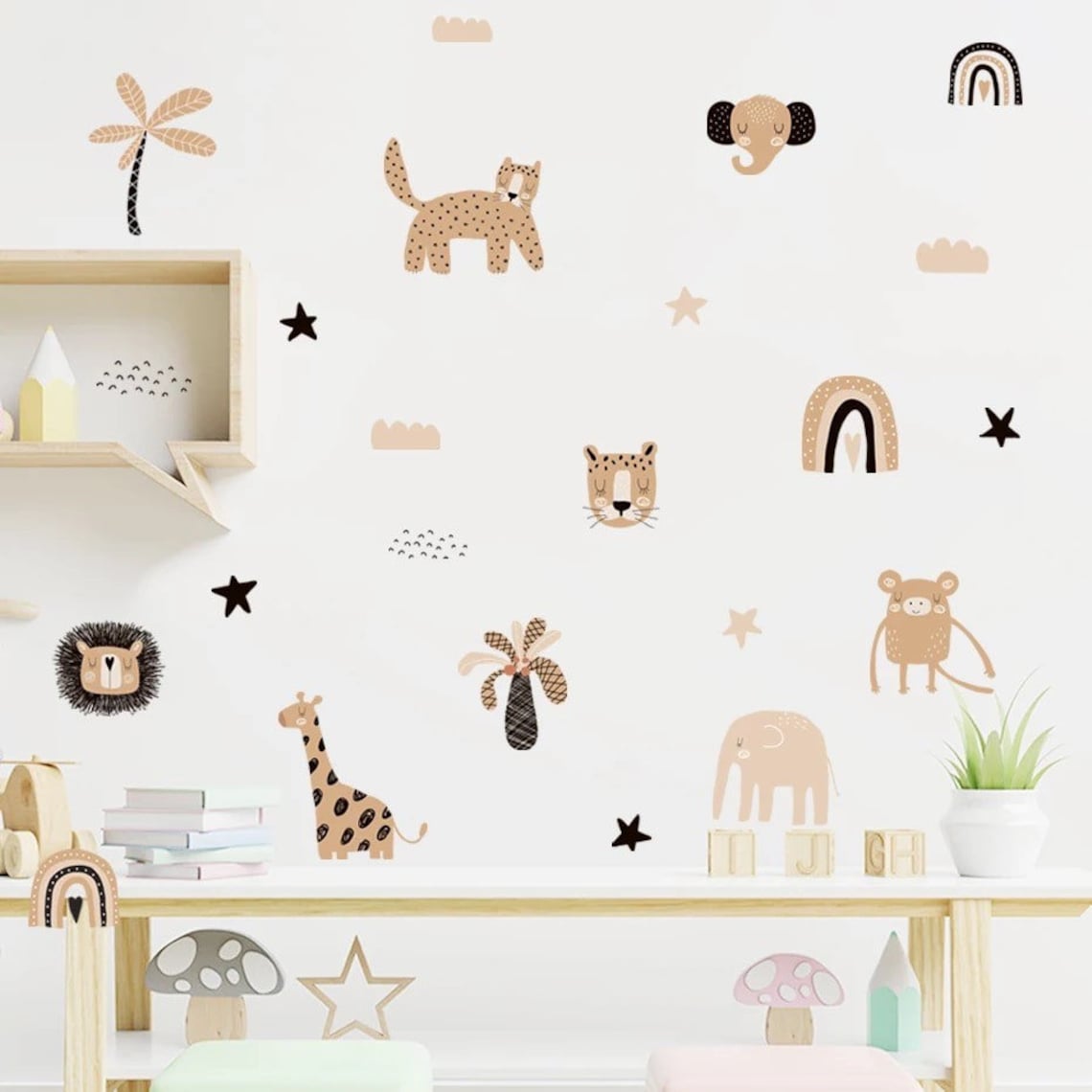 Boho Cartoon Rainbows Star Cut - Baby Nursery Decor Girl 评论和价格
